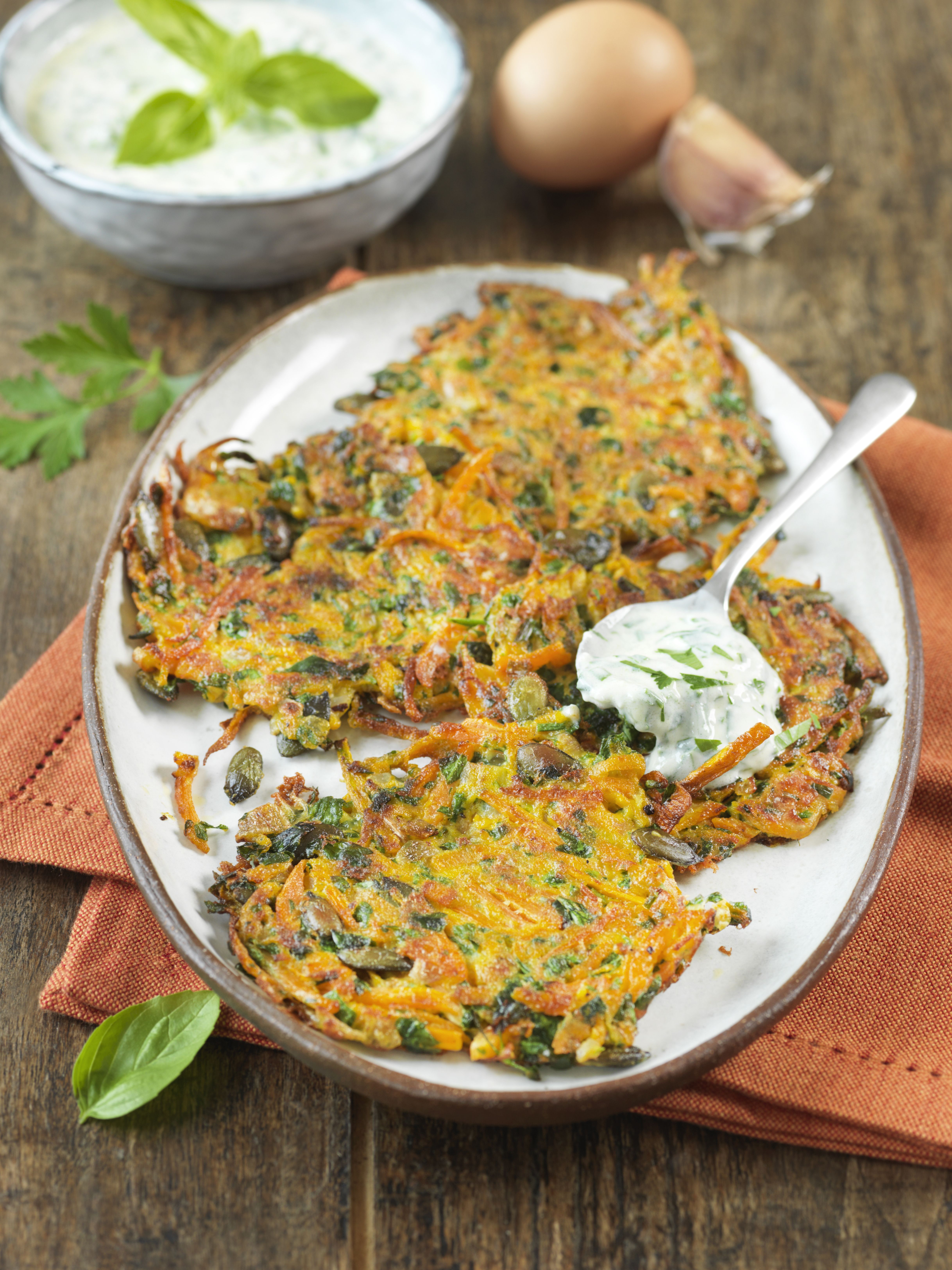 Galette de carottes et sa sauce aux herbes - Recette à Prix Engagés Novembre 2024